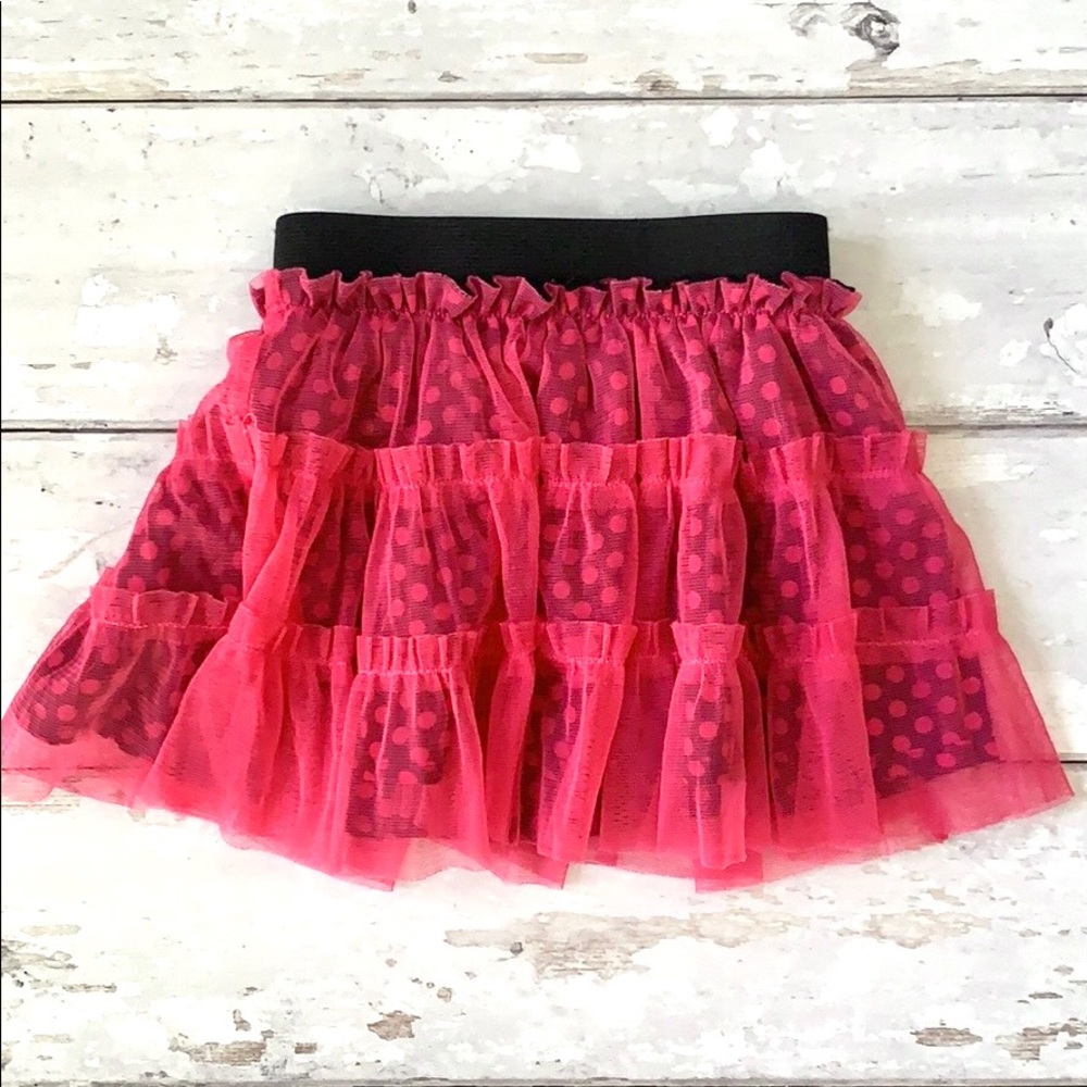 Baby Girls 12m Tulle Pink Black Polka Dot Tutu Skirt Toddler